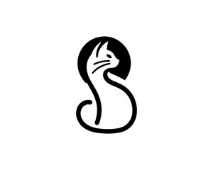 Cat logo design icon symbol vector template. Silhouette cat illustration