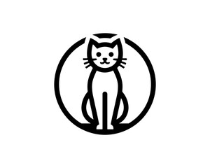Cat logo design icon symbol vector template. Silhouette cat illustration