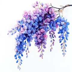 Watercolor Painting of Wisteria Flowers