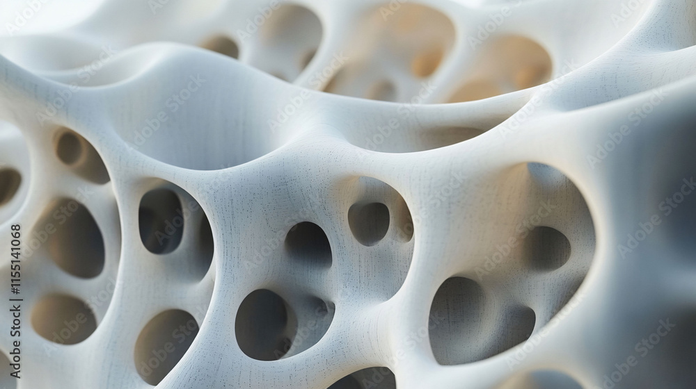 Poster intricate close-up of abstract skeletal structure resembling organic forms
