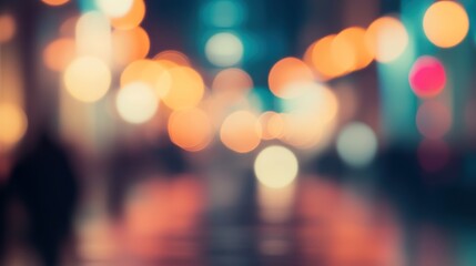 Obraz premium Blurred bright glowing lights of district in megapolis under dusk sky in evening on blurred background
