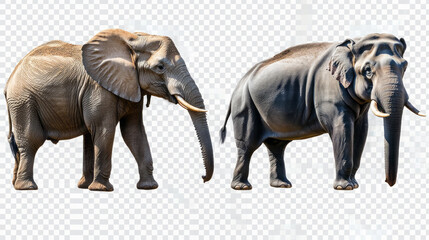 Obraz premium elephants side by side: comparing the majestic african and asian species