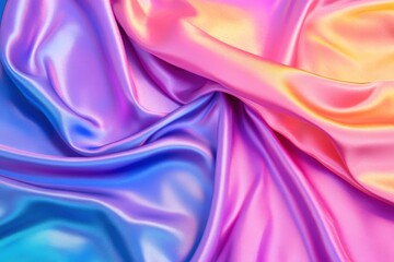 Obraz premium Colorful Satin Fabric Display Textile Studio Photography Soft Illumination Close-Up Textile Art