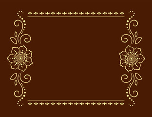 Frame in eastern tradition. Stylized with henna tattoos decorative pattern for decorating covers for book, notebook, casket, magazine, postcard and folder. Flower border in mehndi style.