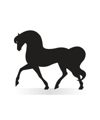 Obraz premium Icon Vector black rocking horse silhouette toy isolated on white background 