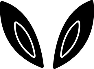 Isolated bunny ears black silhouette. 
Cute rabbit ears.
Easter icon.
Transparent background.