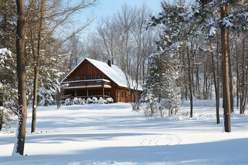 Winter Seasonal Landscape Snowy Trees Foreground