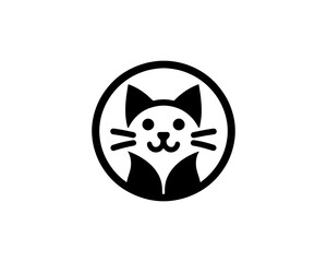 Silhouette circle cat icon vector illustration