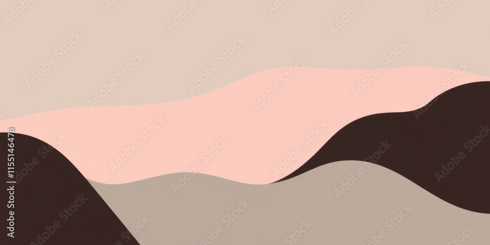 Aufkleber curved shapes in earthy browns and soft pink create an abstract backdrop. this design evokes a sense