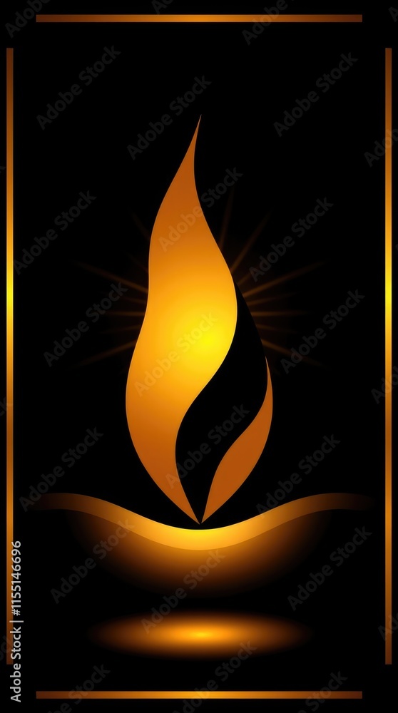 Poster a striking golden flame design is set against a deep black backdrop, creating a bold visual contrast