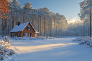 Obraz premium Winter Seasonal Landscape Snowy Trees Foreground