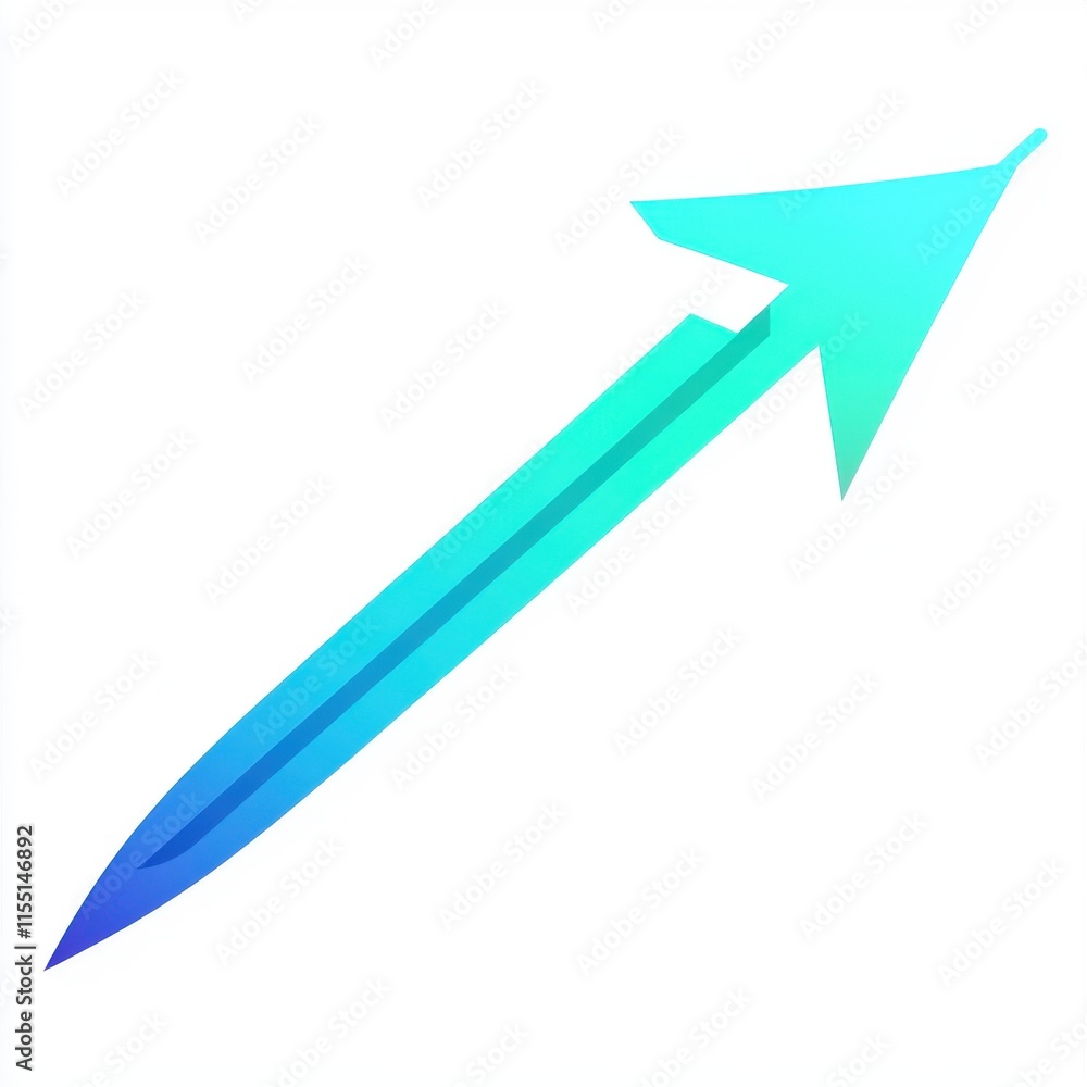 Poster a vibrant arrow design in gradient shades of blue and teal, symbolizing progress and direction.