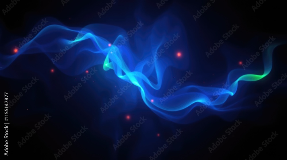 Aufkleber dynamic light patterns in blue and green swirl gracefully against a dark backdrop, enhanced by spora