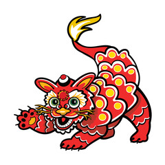 Illustration of a lion representing the lion of Chinese new year celebrations