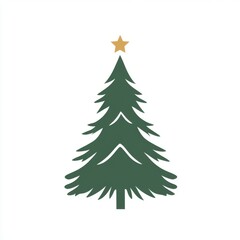 Fototapeta premium A simple yet festive illustration of a green Christmas tree topped with a golden star, symbolizing holiday cheer.
