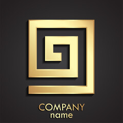 3d geometric gold spiral logo