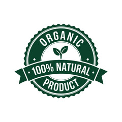 Obraz premium organic product 100% natural, green badge eco-friendly organic label