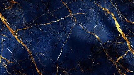 Luxury Marble Vector. Deep blue, white, and golden marble texture with bold veins and a smooth gradient. Vector art style. Luxurious abstract background
