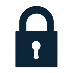 Stylized dark blue padlock icon symbolizing security and protection.