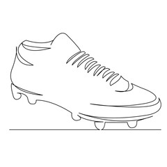 One continuous single drawing line art flat doodle shoe, sport, boot, football, soccer, athletic. Isolated image hand draw contour on a white background
