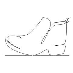 One continuous single drawing line art flat doodle boot, shoe, cowboy, leather, western, fashion,...