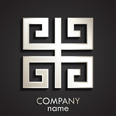 3d silver geometric linear square logo design