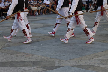 Basque folk dance exhibition in an outdoor festival