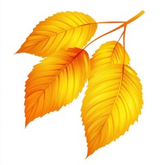 Fototapeta premium Vibrant golden-yellow leaves on a branch, showcasing the beauty of fall foliage and nature's changing colors.