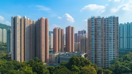 Fototapeta premium panorama view of buildings in the city urban area