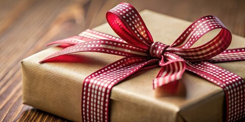 Close-up of a perfectly tied ribbon on a beautifully wrapped holiday gift box, ribbon, gift, present, box, Christmas, festive