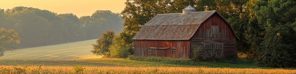 Fototapeta premium Rustic barn surrounded by farmland