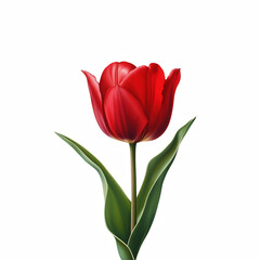 Obraz premium Red tulip isolated on transparent background Generative Ai.