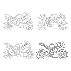 Naklejka premium Motorcycle bike vector drawing transportation learning education cartoon drawing, line art and colored.