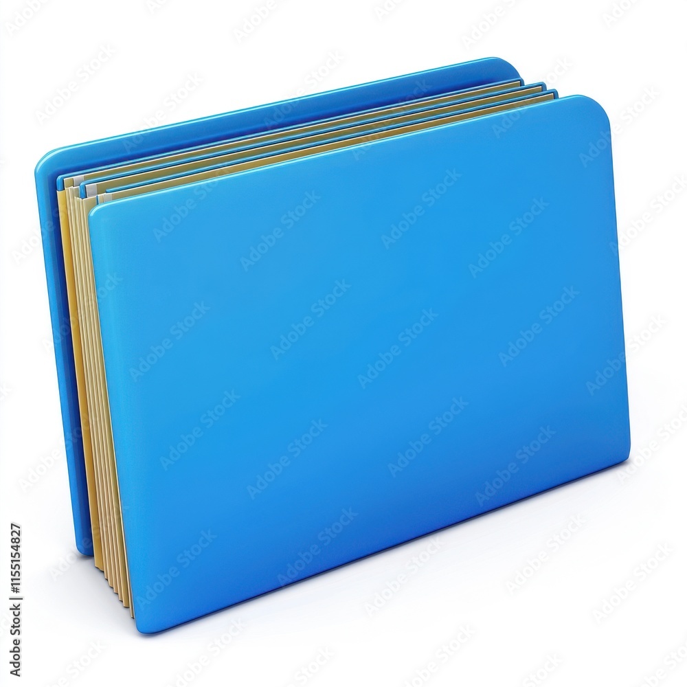 Poster a blue folder with neatly organized files, symbolizing organization and efficiency.
