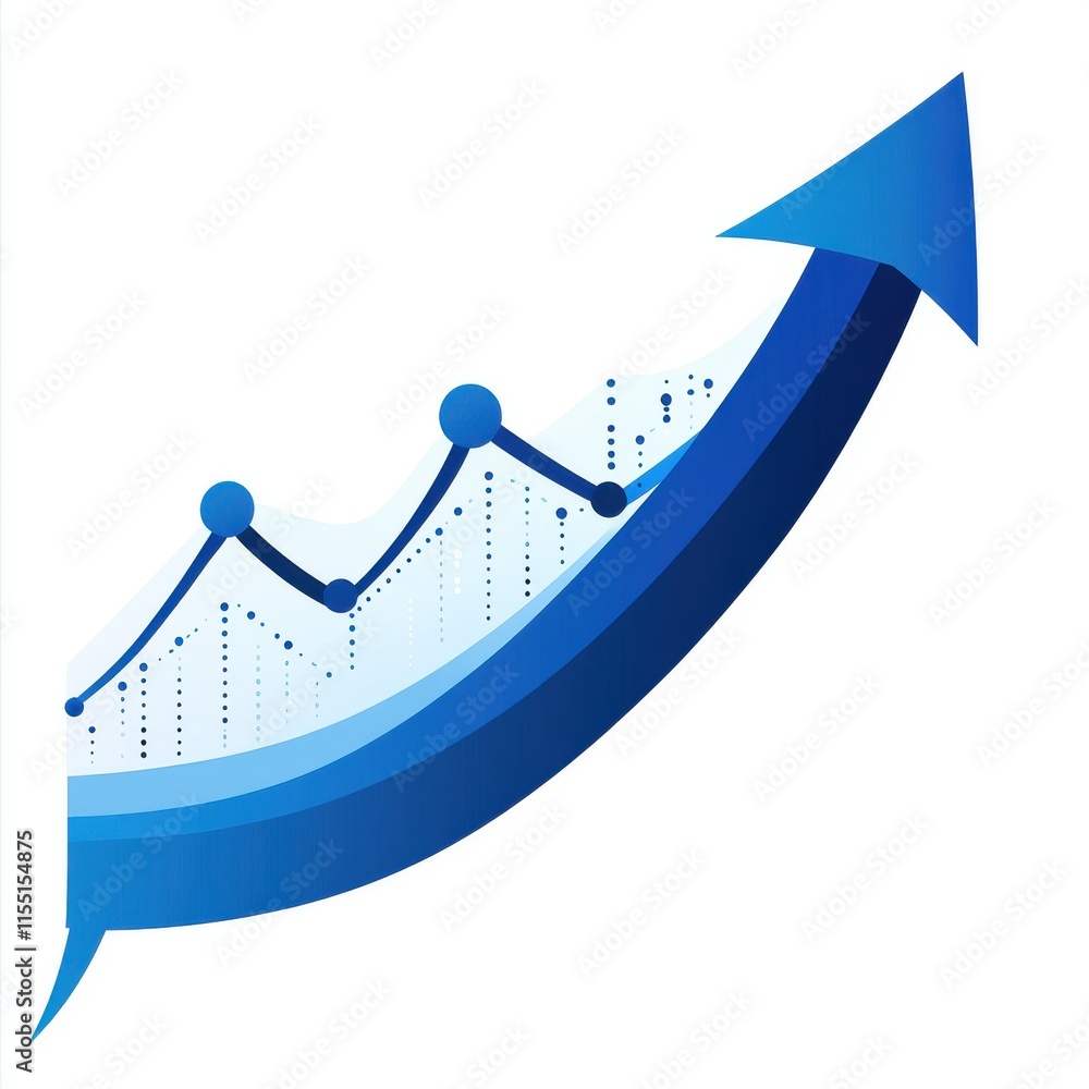 Poster a dynamic blue arrow indicating growth and progress, illustrating upward trends in data and analytic