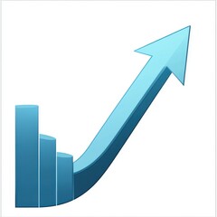 Stylized blue growth chart with an upward arrow symbolizing progress and success.