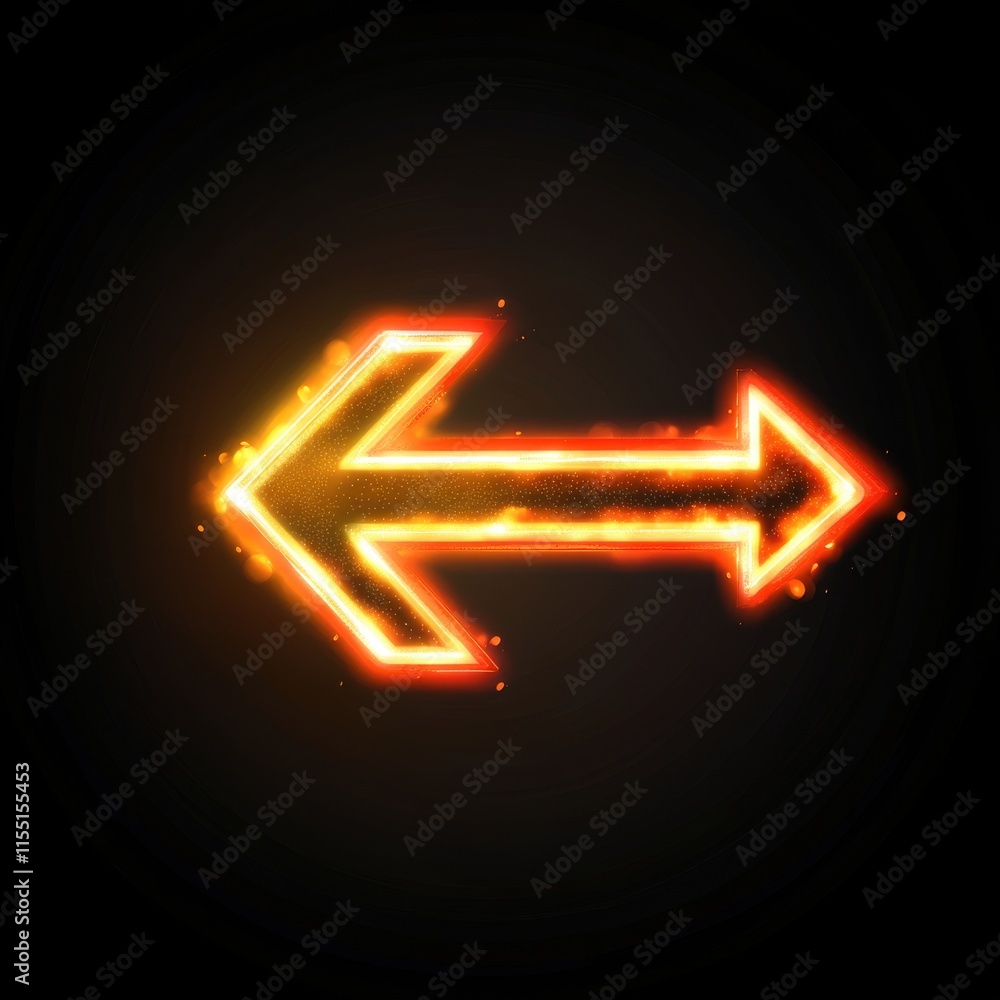 Poster glowing neon arrows contrasting against a dark background, creating a dynamic visual effect.
