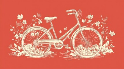 Fototapeta premium Vintage bicycle surrounded by flowers.