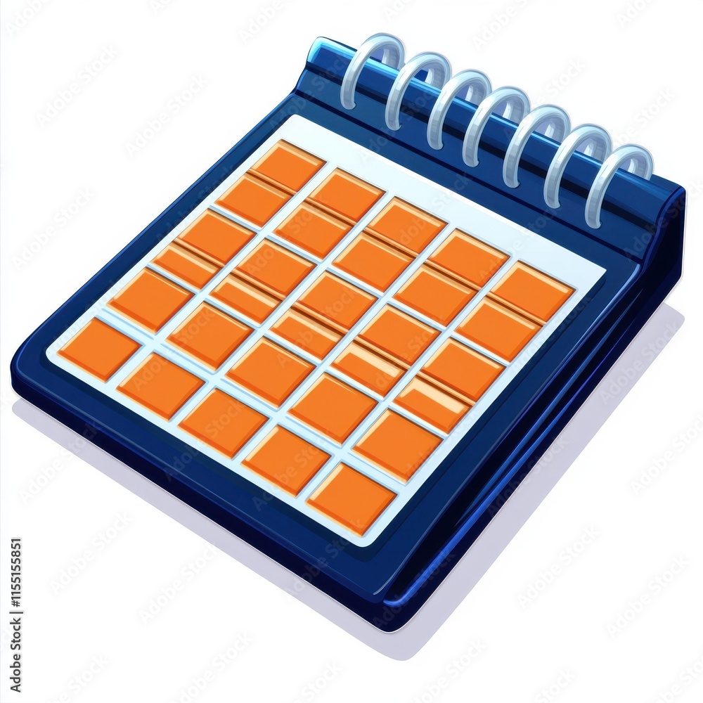 Poster Stylish blue notebook with orange squares, perfect for organizing notes or planning tasks.