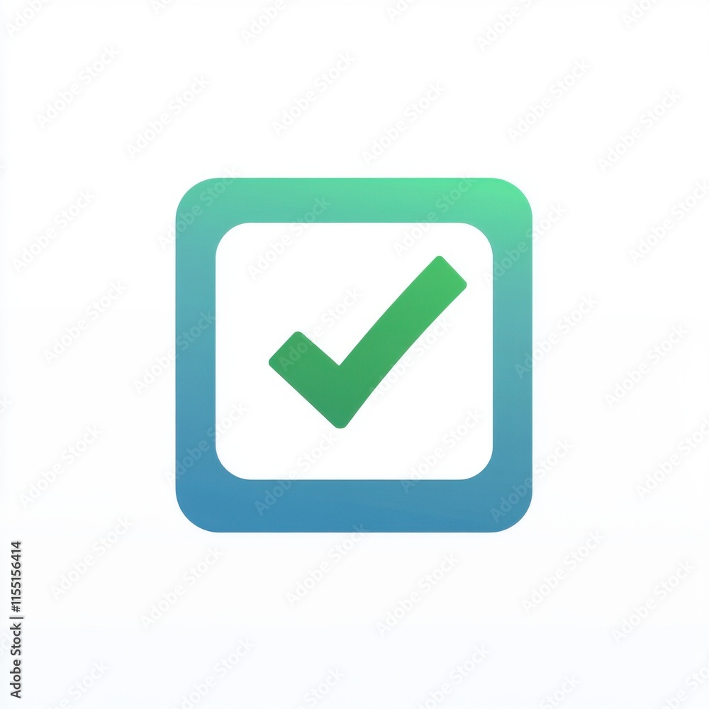 Aufkleber a modern green checkmark icon representing approval and confirmation on a sleek gradient background.