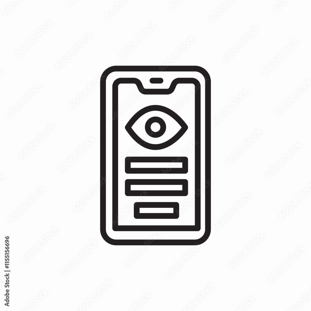 Poster eye recognition face recognition biometry phone lock code pin icon vector sign