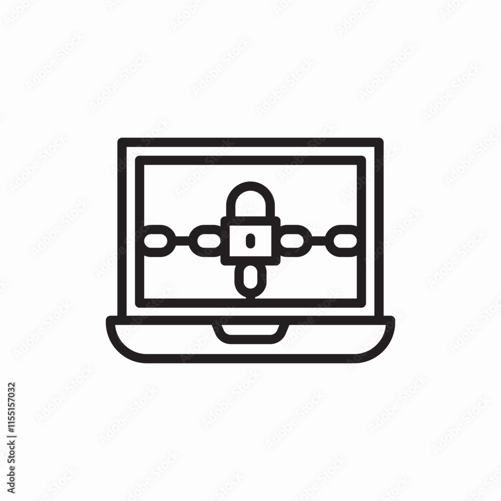 Aufkleber laptop computer network security protection icon vector sign