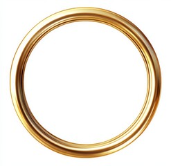Round golden frame with smooth polished surface on white background