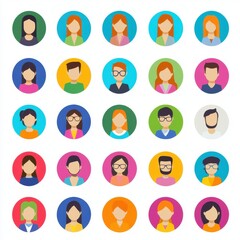 A vibrant collage of diverse illustrated avatars representing various ages and genders.