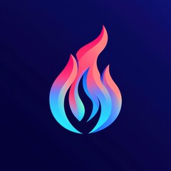 Stylized flame illustration with vibrant gradient colors on a dark background.