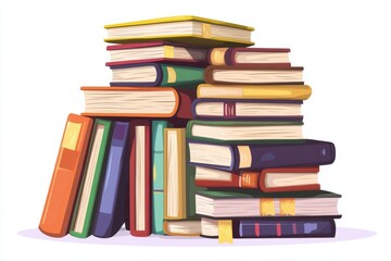 A vibrant stack of colorful books, showcasing a variety of sizes and styles, perfect for literary enthusiasts.