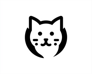 Cat logo vector. Silhouette simple. Flat style. Black cat icon logo. Logo design template. Vector illustration. Animal logotype concept. 