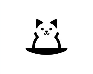 Cat logo vector. Silhouette simple. Flat style. Black cat icon logo. Logo design template. Vector illustration. Animal logotype concept. 
