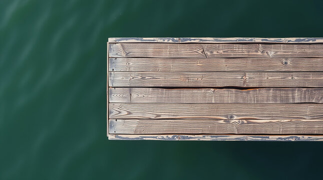 Wooden dock extending over water. Concept of tranquility, nature, and relaxation. - Powered by Adobe
