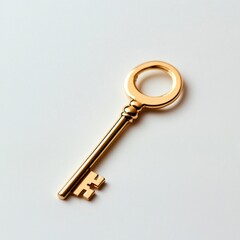 A gold key with a round hole in the middle